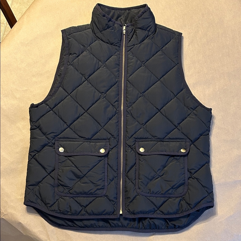 J. Crew black Quilted down vest women xl